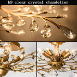 Crystal Chandelier Vintage, 4 Lights, Gold - Rear View
