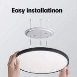 Flush Mount LED Ceiling Light, Natural, Black 48W - 45-Degree Angle