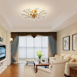 Crystal Chandelier Vintage, 5 Lights, Gold - Low Angle