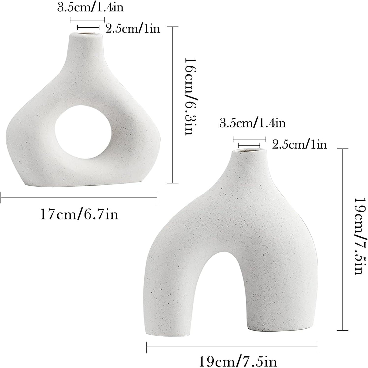 Ceramic Set of 2 Modern White Vases for Home D?cor