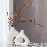 Ceramic Set of 2 Modern White Vases for Home D?cor - Rear View