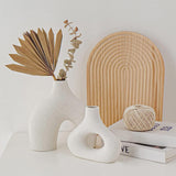 Ceramic Set of 2 Modern White Vases for Home D?cor - Low Angle