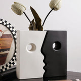 Ceramic Set of 2 Modern Black and White Vases for Home Decor