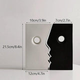 Ceramic Set of 2 Modern Black and White Vases for Home Decor - Side View