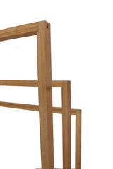 Bamboo Towel Bar Holder Rack 3-Tier Freestanding for Bathroom and Bedroom - Rear View