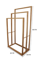 Bamboo Towel Bar Holder Rack 3-Tier Freestanding for Bathroom and Bedroom - Close-Up Angle