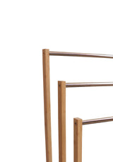 Bamboo Towel Bar Metal Holder Rack 3-Tier Freestanding for Bathroom and Bedroom - 45-Degree Angle
