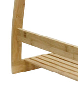 Bamboo Towel Bar Metal Holder Rack 3-Tier Freestanding and Bottom shelf for Bathroom - Top-Down View