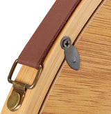 Hanging Round Wall Mirror 38 cm - Solid Bamboo Frame and Adjustable Leather Strap for Bathroom and Bedroom - Rear View
