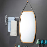 Hanging Full Length Wall Mirror - Solid Bamboo Frame and Adjustable Leather Strap for Bathroom and Bedroom - Front View
