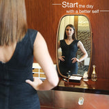 Hanging Full Length Wall Mirror - Solid Bamboo Frame and Adjustable Leather Strap for Bathroom and Bedroom - Side View