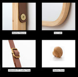 Hanging Full Length Wall Mirror - Solid Bamboo Frame and Adjustable Leather Strap for Bathroom and Bedroom - Low Angle
