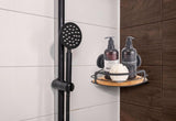 2 Pack Round Bamboo Corner Shower Caddy Shelf Basket Rack with Premium Vacuum Suction Cup No-Drilling for Bathroom and Kitchen - Front View
