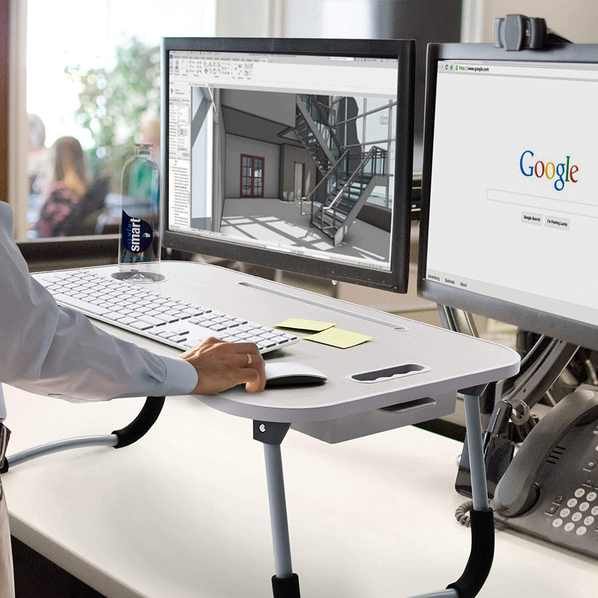 Portable Foldable Laptop Desk with Storage for Home and Travel Use