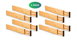 8 Pack Bamboo Adjustable Kitchen Drawer Dividers (Large, 44-55 cm) - Front View