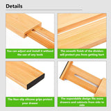 8 Pack Bamboo Adjustable Kitchen Drawer Dividers (Large, 44-55 cm) - Side View