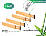 8 Pack Bamboo Adjustable Kitchen Drawer Dividers (Large, 44-55 cm) - Top-Down View
