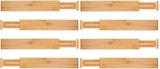 8 Pack Bamboo Adjustable Kitchen Drawer Dividers (Large, 44-55 cm)