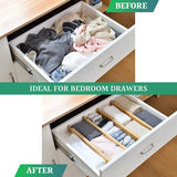 8 Pack Bamboo Adjustable Kitchen Drawer Dividers (Large, 44-55 cm) - Low Angle