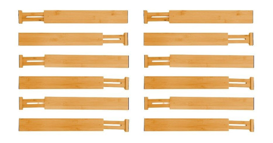 12 Pack Bamboo Adjustable Kitchen Drawer Dividers (Large, 44-55 cm), image 8