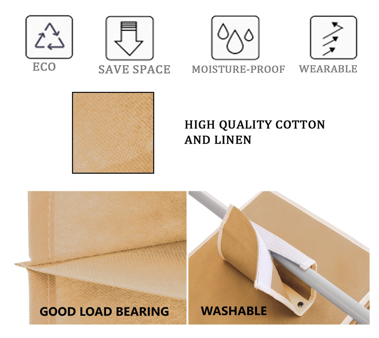 Hanging 5-Tier Closet Organizer - 2 Pack Beige Storage Solution for Clothes