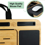 Adjustable Bamboo Laptop Desk with Cushions for Home and Office Use - Close-Up Angle
