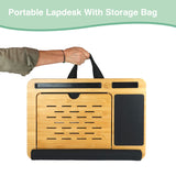 CARLA HOME Bamboo Laptop Lap Desk with Cushion, Angle Adjustable and Sleeve Case Bag for Office and Home - Top-Down View