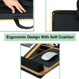 CARLA HOME Bamboo Laptop Lap Desk with Cushion, Angle Adjustable and Sleeve Case Bag for Office and Home - Close-Up Angle