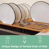 CARLA HOME Foldable Bamboo Dish Drying Rack for Kitchen - Side View