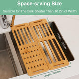 CARLA HOME Foldable Bamboo Dish Drying Rack for Kitchen - Top-Down View