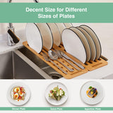 CARLA HOME Foldable Bamboo Dish Drying Rack for Kitchen - 45-Degree Angle