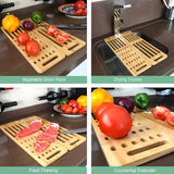 CARLA HOME Foldable Bamboo Dish Drying Rack for Kitchen - Close-Up Angle