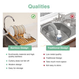 CARLA HOME Foldable Bamboo Dish Drying Rack for Kitchen - Low Angle