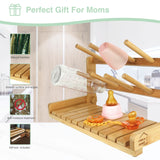 CARLA HOME Portable Bamboo Baby Bottle Drying Rack - Side View