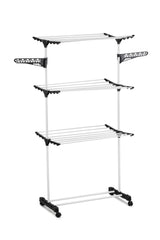 CARLA HOME Folding 3 Tier Clothes Laundry Drying Rack with Stainless Steel Tubes for Indoor & Outdoor Home - Front View