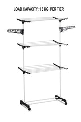 CARLA HOME Folding 3 Tier Clothes Laundry Drying Rack with Stainless Steel Tubes for Indoor & Outdoor Home - 45-Degree Angle