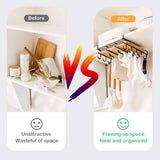 Multifunctional Under Cabinet Cutting Board Metal Holder Organiser - Rear View