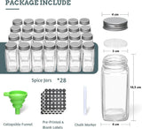 Spice Rack organiser with 28 Spice Jars, Spice Labels, Funnel and Marker for Kitchen Countertop - 45-Degree Angle
