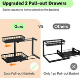 2-Tier Kitchen Under Sink Organiser Storage with Height Adjustable, Unique Slide Rail & Suction Cups for Storage - 45-Degree Angle