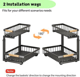 2-Tier Kitchen Under Sink Organiser Storage with Height Adjustable, Unique Slide Rail & Suction Cups for Storage - Rear View