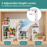 2-Tier Kitchen Under Sink Organiser Storage with Height Adjustable, Unique Slide Rail & Suction Cups for Storage - Top-Down View