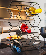 14 Bottle Freestanding Modern Metal Countertop Wine Rack Countertop - Side View