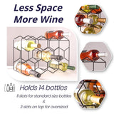 14 Bottle Freestanding Modern Metal Countertop Wine Rack Countertop - Top-Down View