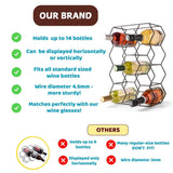 14 Bottle Freestanding Modern Metal Countertop Wine Rack Countertop - Rear View