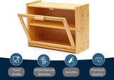Double Layer Bamboo Bread Box for Kitchen Counter with Large Capacity and Transparent Window - Rear View