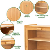 Double Layer Bamboo Bread Box for Kitchen Counter with Large Capacity and Transparent Window - Close-Up Angle