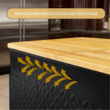 Bread Bin with Bamboo Lid used as Chopping Board for Kitchen Countertop - Top-Down View