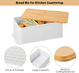 Bread Bin with Bamboo Lid used as Chopping Board for Kitchen Countertop - Front View