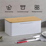 Bread Bin with Bamboo Lid used as Chopping Board for Kitchen Countertop - Extra Image