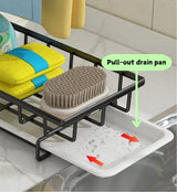 Sink Caddy Sponge Holder with Drain Tray, Brush Holder & Dishcloth Holder for Kitchen - Top-Down View